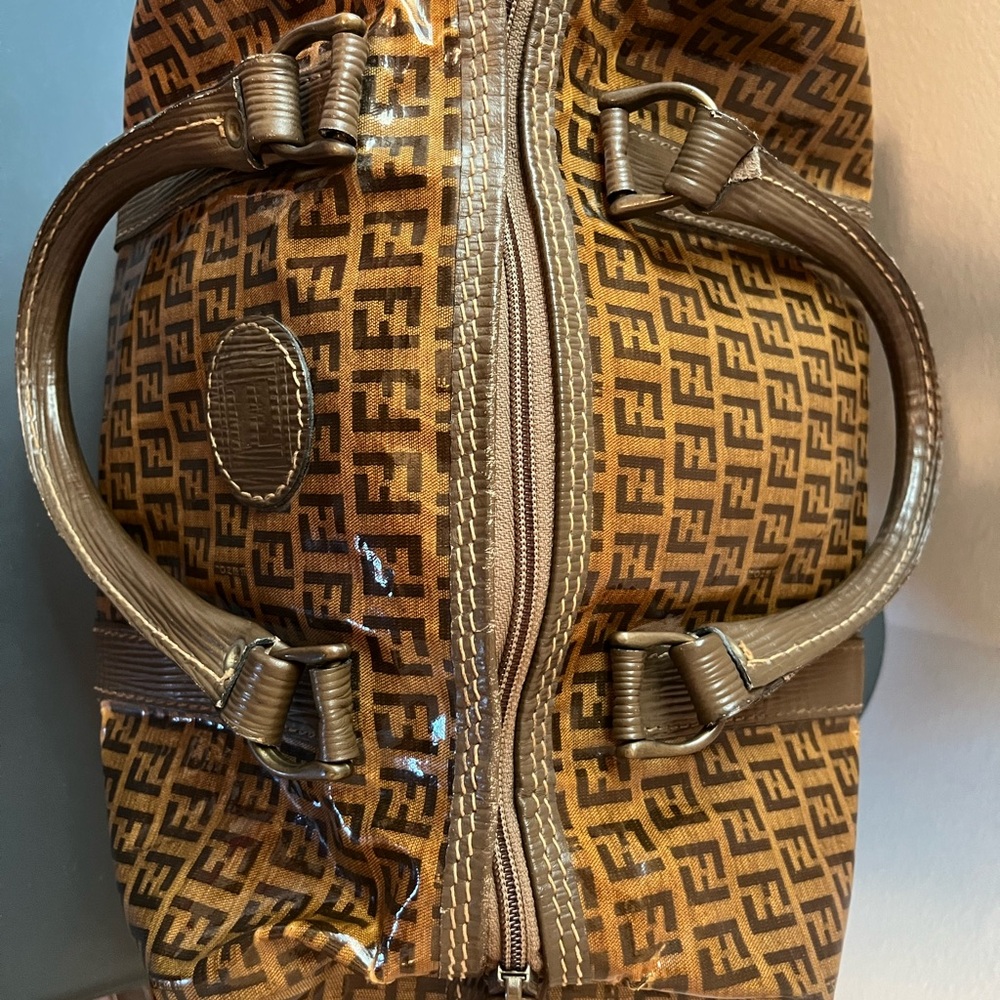 Fendi Brown Logo Glassy Satchel - Picture 12 of 14